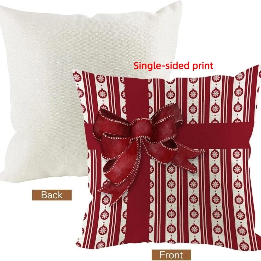 45x45cm Bowknot Snowman Pillow Cover Breathable Red Series Christmas Pillowcases Soft Square Throw Pillow Case Aesthetic Decor