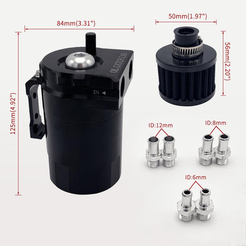 Oil Dipstick Hole Breathable Kettle with Breather Filter Universal Fuel Tank 300ml Tank Separator Aluminum Alloy