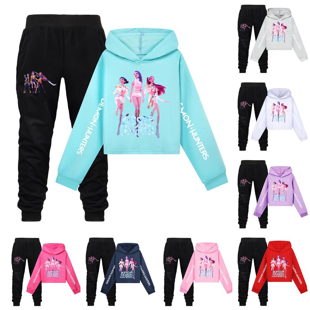 Todelig treningsdresssett for barn med hettegenser og bukser Langermet trykket gensersett