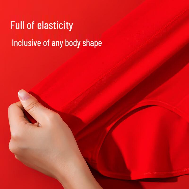 Dushi Liren Women's Lucky Red Antibacterial Mid-High Waist Cotton Briefs