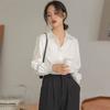 Spring Autumn Professional Formal Wear White Long-sleeved Women's Niche Temperament Lapel Shirt French Top