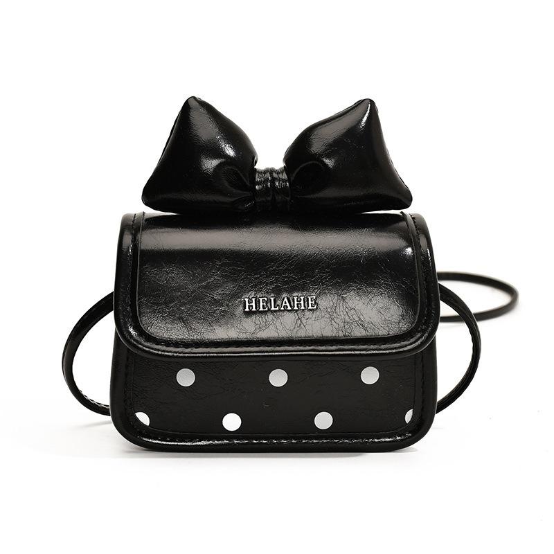Cute Girl Bow Small Bag Fashion High Sense Polka Dot Small Square Bag Niche Single Shoulder Messenger Bag Women