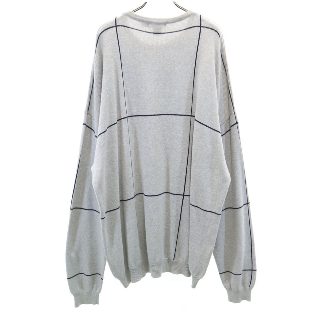Nautica 90er Jahre Altes Karomuster Langarm Strick XXL Grau Pullover Große Größe Herren Gebraucht