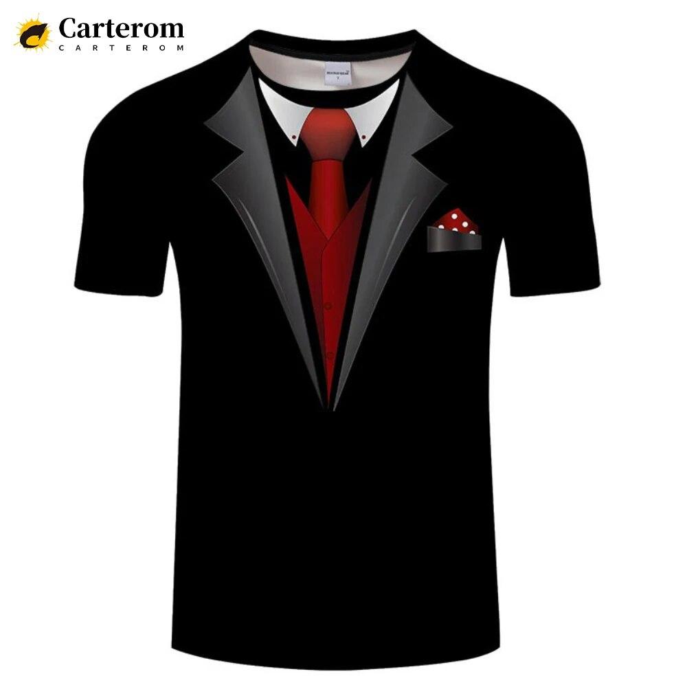

Поддельный костюм, футболка с 3D принтом, смокинг, костюм с галстуком в стиле ретро, ​​модный тренд, забавная футболка, мужская персонализированная повседневная футболка XXXL