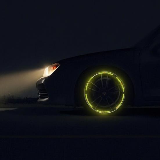 20PCS Car Wheel Stickers Reflective Night Safety Warning Tape Waterproof Scratch-Resistant Rim Decals for Cars Motorcycles Bicycles