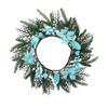 55cm Christmas Wreath with Artificial Leaves and Berries, Blue Multicolor for Front Door Holiday Decor
