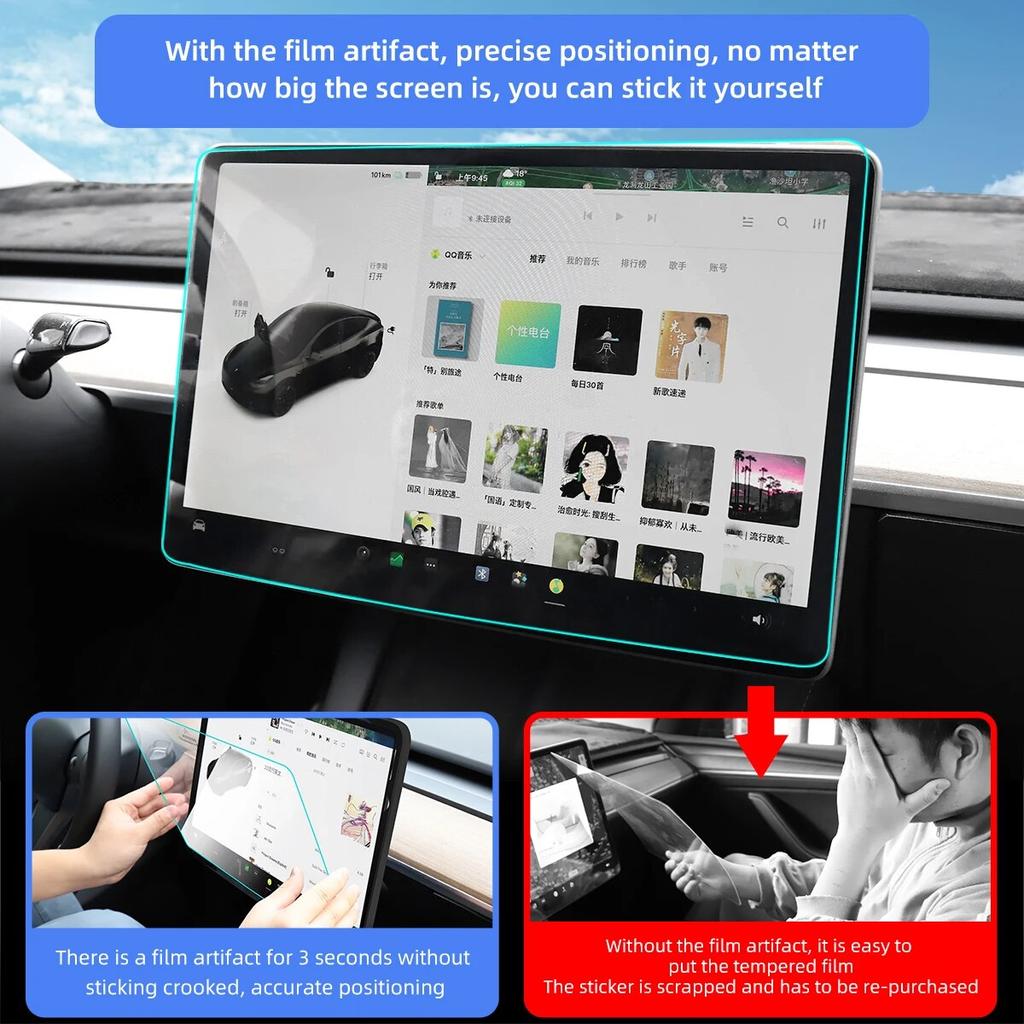 Center Control Touchscreen Car Navigation Touch Screen Protective Film For Tesla Model 3 Y 2023 Model X S 2022 Tempered Film