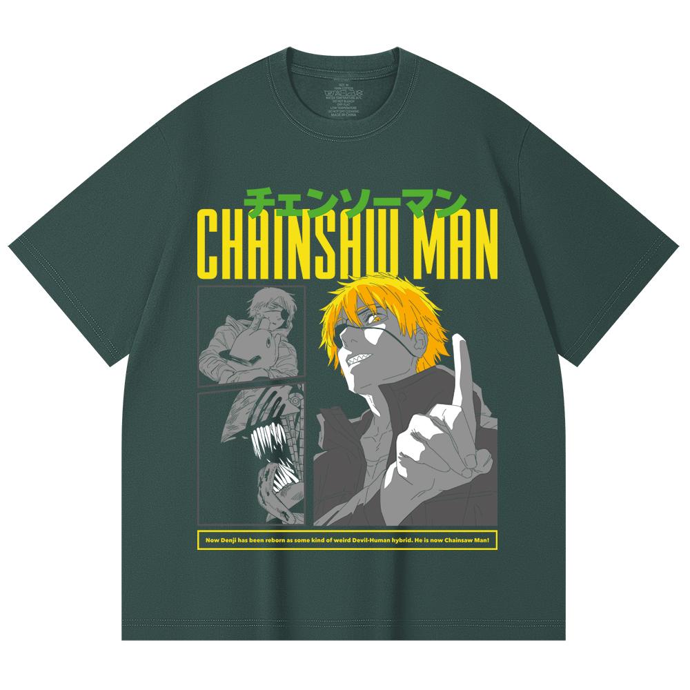 230 Gsm 100% Cotton Chainsaw Man V45 Denji Print Unisex Heavy Cotton T Shirt