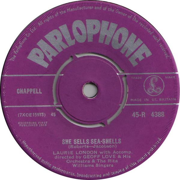 7inch Record LAURIE LONDON - Handed Down / She Sells Sea Shells 45R4388 PARLOPHONE 1958 UK Country/Folk Used