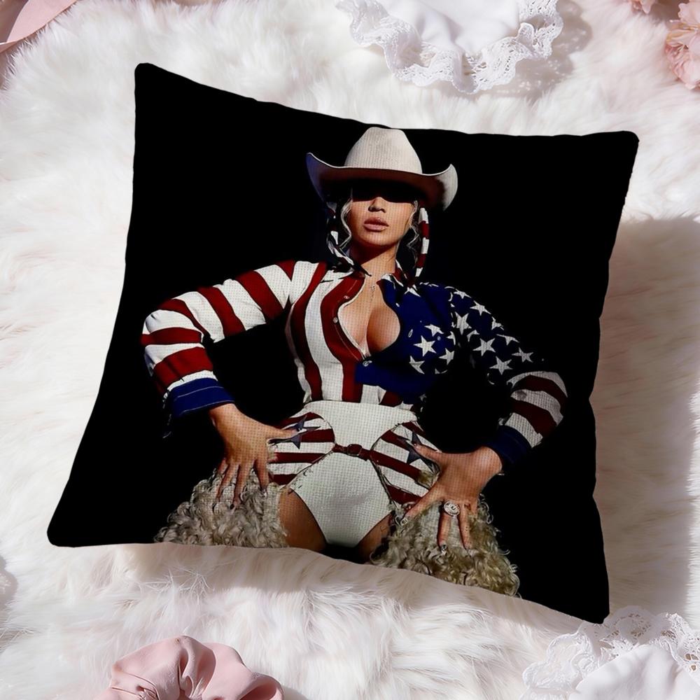 Singer B-Beyonce Cowboy Cushion Cover Premium Comfort Reversible Pillow Cove -Two In One Design for Any Room & Car Interior