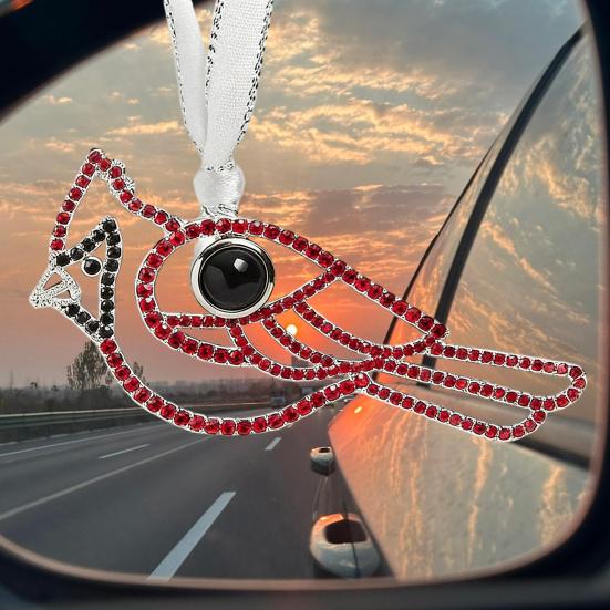 Metal Projection Pendant Christmas Angel Ornament Rhinestone Bird Butterfly Decoration Memory Keepsake Gift for Family Friends Couples Pet Owners