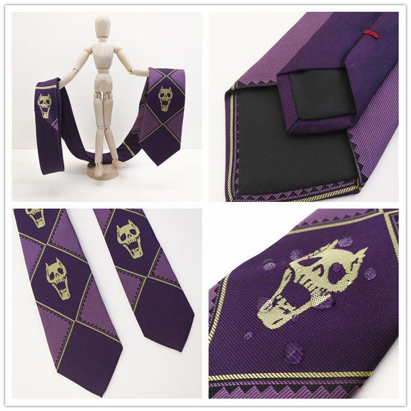 Adventure Bizarre Jojos Killer Queen Kira Yoshikage Cosplay Skull Purple Tie