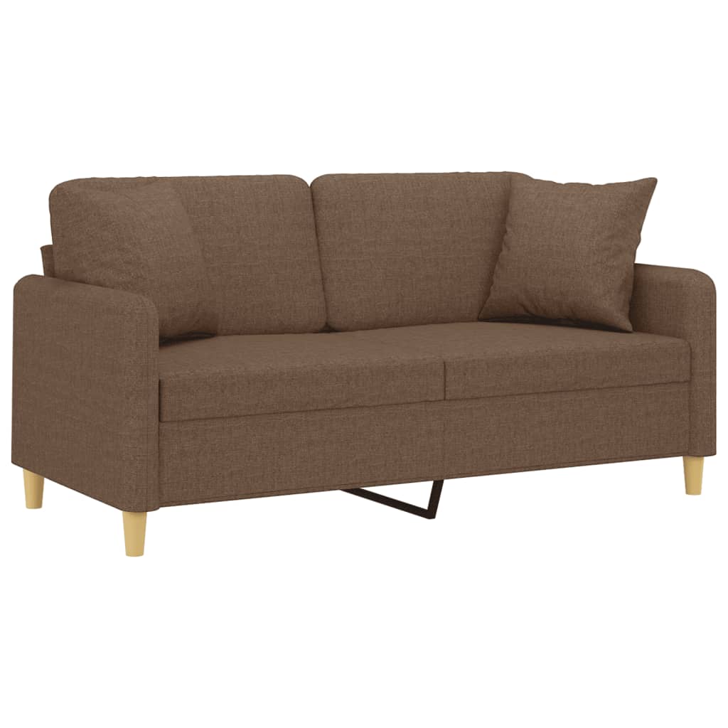 Vidaxl 2-Osobowa Sofa Z Poduszkami, Brązowa, 140 Cm, Tkanina