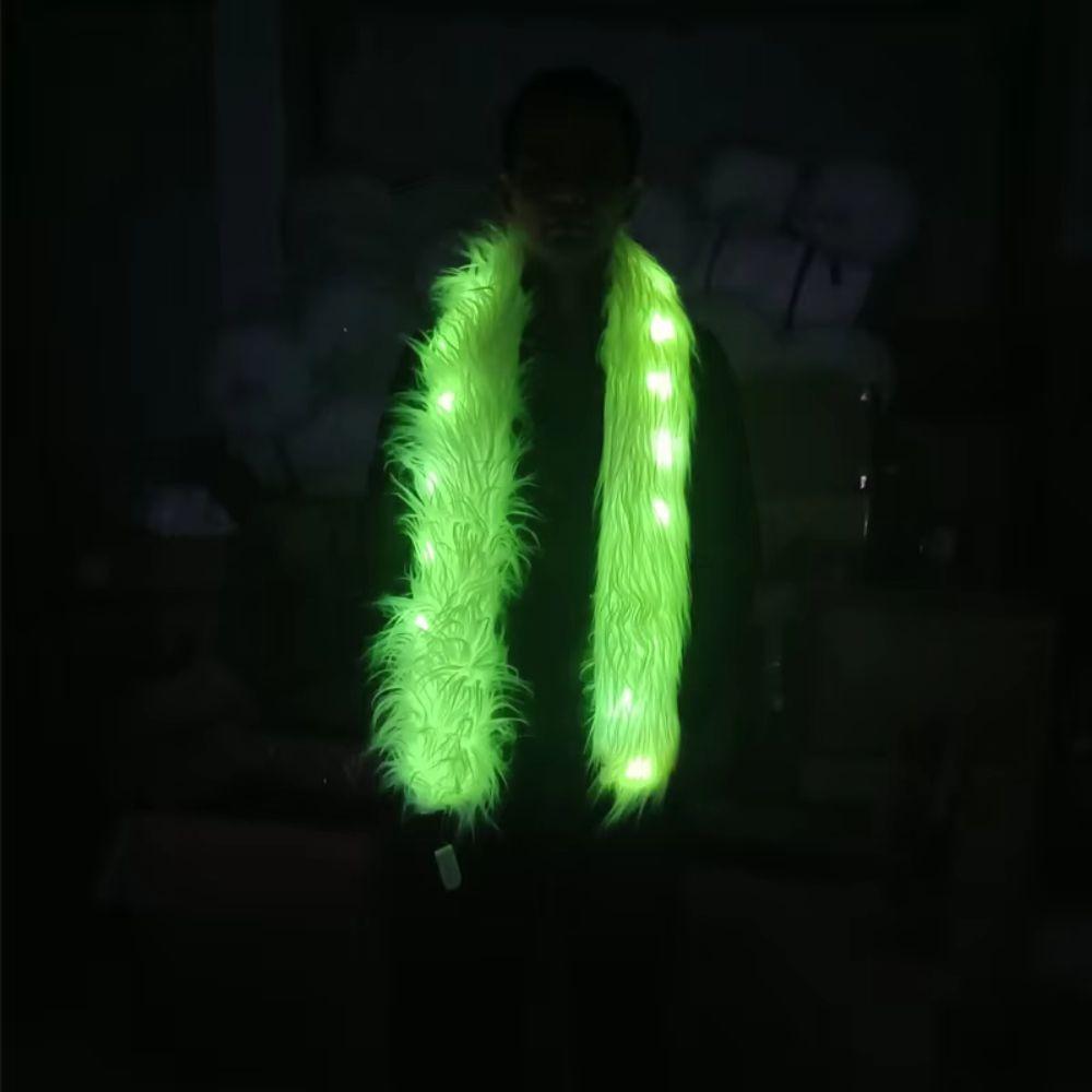 White Plush LED Flash Scarf Light Up Christmas Decoration Shining Luminous Glowing Scarf Rave