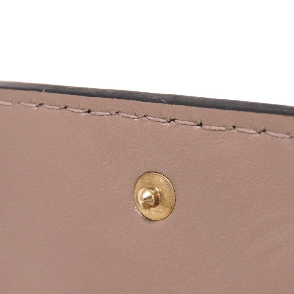 Used Bee Compact Zip Wallet (10656) S8001CVQR 7941, Bee Grain Calfskin, Snap Button, CD Logo, Rose Beige, Women's from