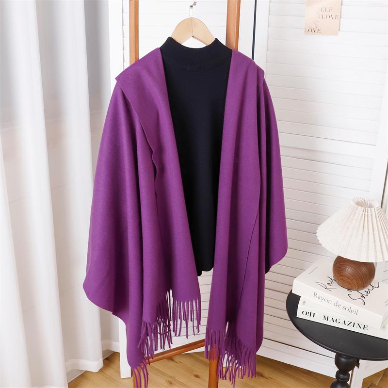 Winter Poncho Women Scarf Long Warm Cashmere Scarves Hijab Solid Lady Shawl Wrap Female Pashmina Bandana Head Scarfs NEW