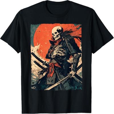 Japan Samurai Krieger Skelett Ukiyo Tinte Kunstwerk Samurai T-Shirt