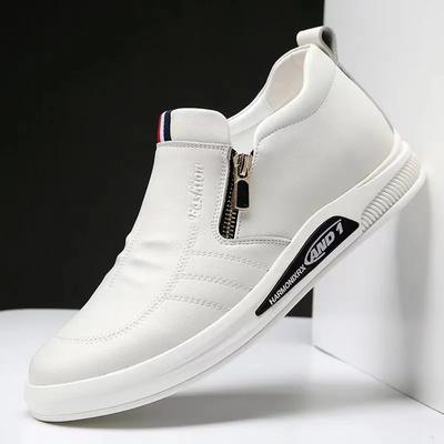 Skórzane buty codzienne dla mężczyzn Trendy marki Loafers Jesień ZIP Płaskie męskie trampki Biznes Wygodne mokasyny Tenis Masculino