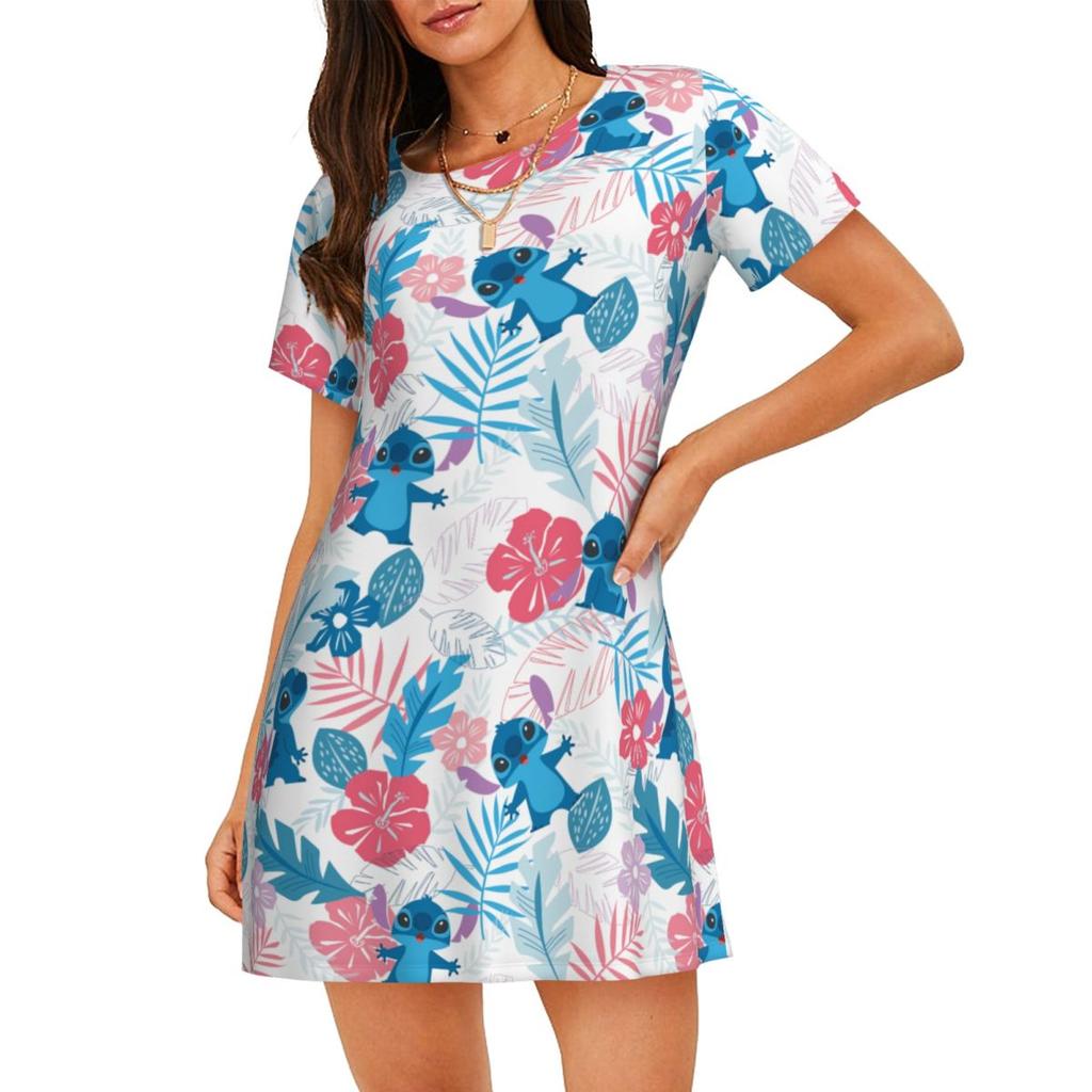 Casual Loose Crew Neck Women's Fashion Print Casual Dresses