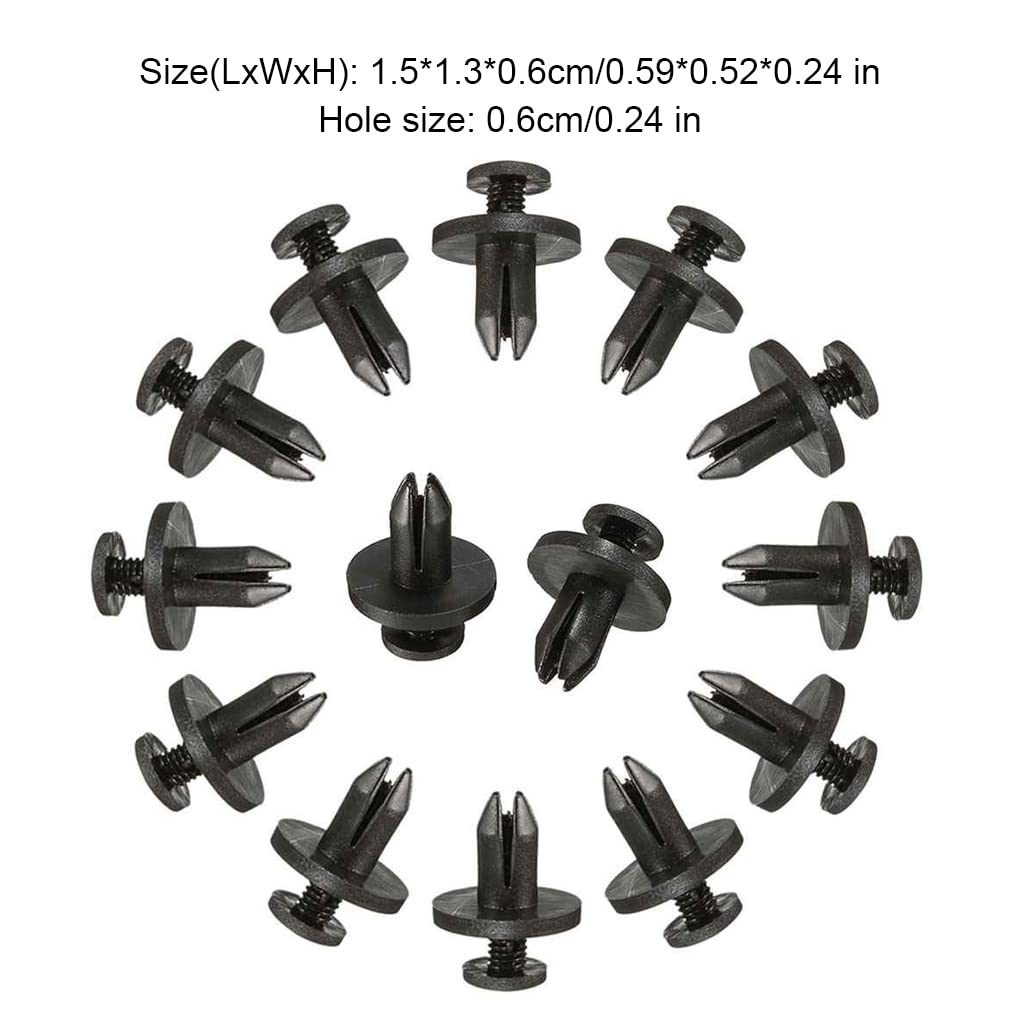 YWLiHcme 50pcs Universal Car Fender Retainer Plastic Clip Portable Vehicle Fastener Rivets 6mm Hole Automotive Push Pins