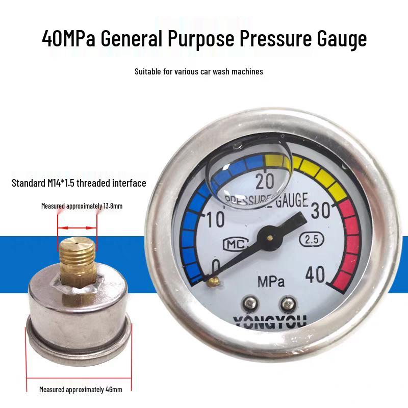 Pressure Gauge 1812/14 for Car Wash Machine Pump Head, Measures 250/400/700 kg