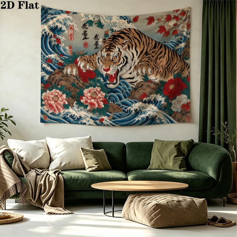Japanese Style Art Wall Tapestry Aesthetic Wall Hanging Printed Fabric Blanket Decorative Tapestries for Bedroom Living Room Home Decor