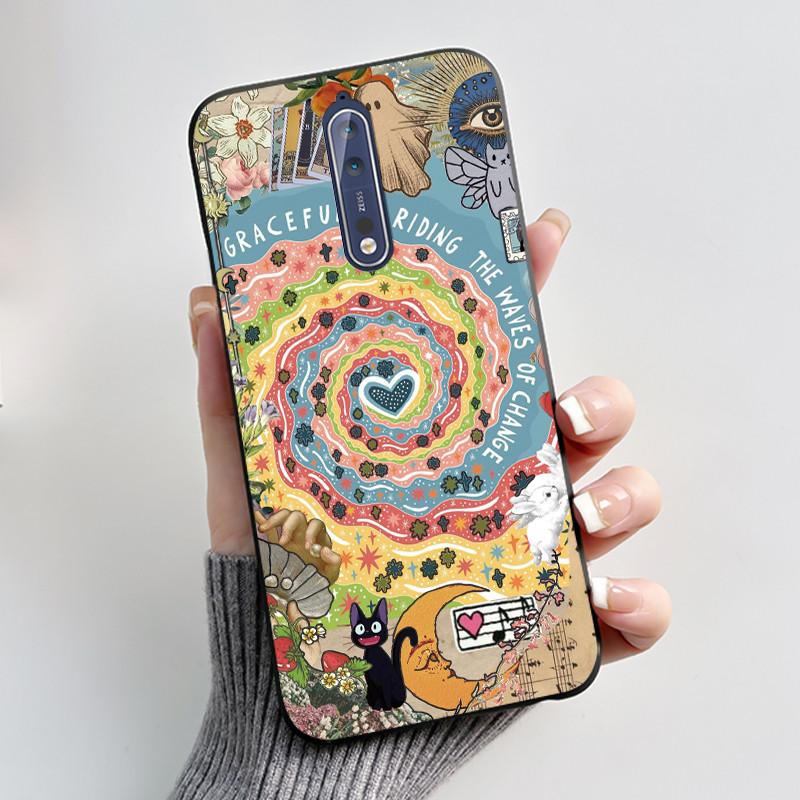 Custodia Per Nokia 8 / Nokia 8 Sirocco Custodia per Telefono Estetica Moda Gatto Carino Nero Opaco Morbido TPU Silicone Copertura Protettiva Paraurti