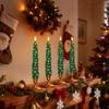 4 Pack Flameless Christmas Tree Candles with Remote, 9.8” LED Battery Operated Taper Candles, Green 3D Flickering Candlesticks for Holiday Home