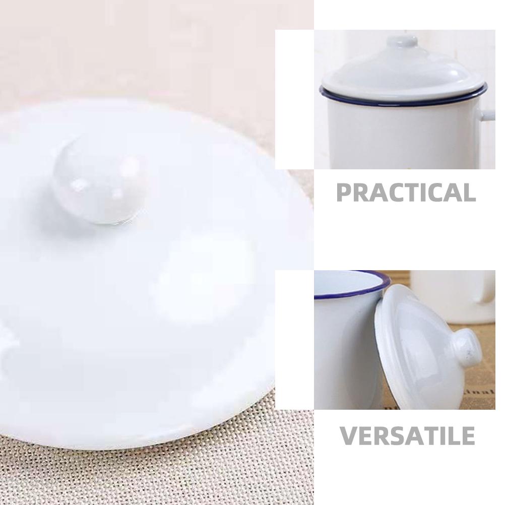 4 Pcs Enamel Cup Enamel Mug Lid for Glass Mugs White Tea Lids For Cups Travel Accessories Kitchen Barware
