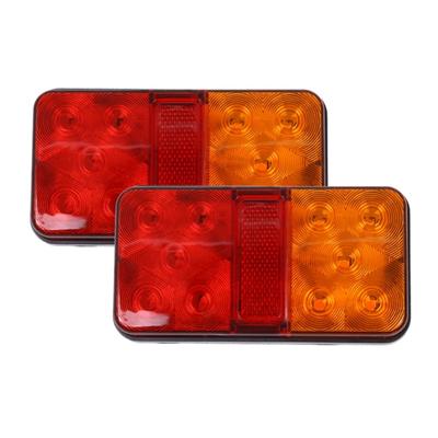 1 paire de clignotants 12 V 10 LED pour feux de stop et de freinage, feux arrière de remorque à LED antichoc, feux arrière ambre et rouge