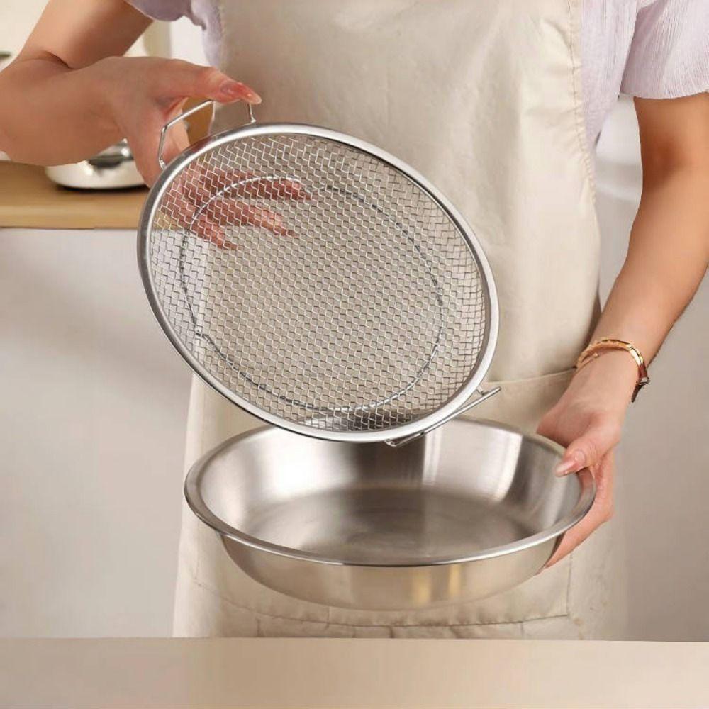 Stainless Steel Cooking Oil Strainer Round Oil Residue Filter Plate  Frying Food