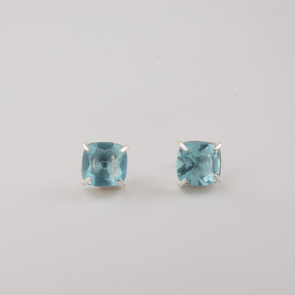 Sky Blue Topaz Gemstone 925 Sterling Silver Handmade Jewelry Pretty Studs Earring 1" Gift For Women EE-181-9