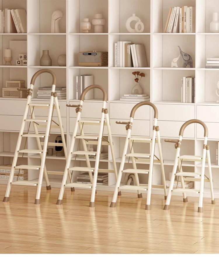Thickened Carbon Steel Folding A-Frame Ladder: Indoor Multifunctional Step & Telescopic Climbing Ladder for Housewarming
