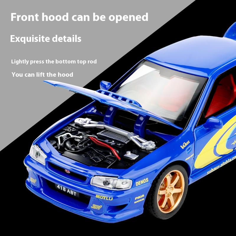 1/32 Scale Subaru Impreza Rally Alloy Racing Model Open Door Desk Ornament Sound Light Children's Toys Boy Gift