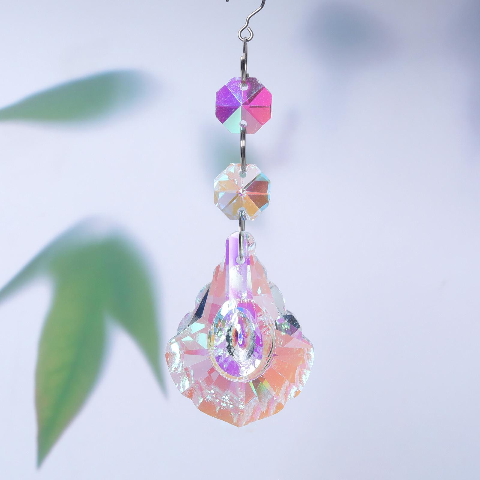 

Цветные восьмиугольные бусины с подвеской в виде кленового листа в виде колокольчиков, подвеска в виде кристалла, самодельный ловец солнца, колокольчики, украшение для свадебного сада