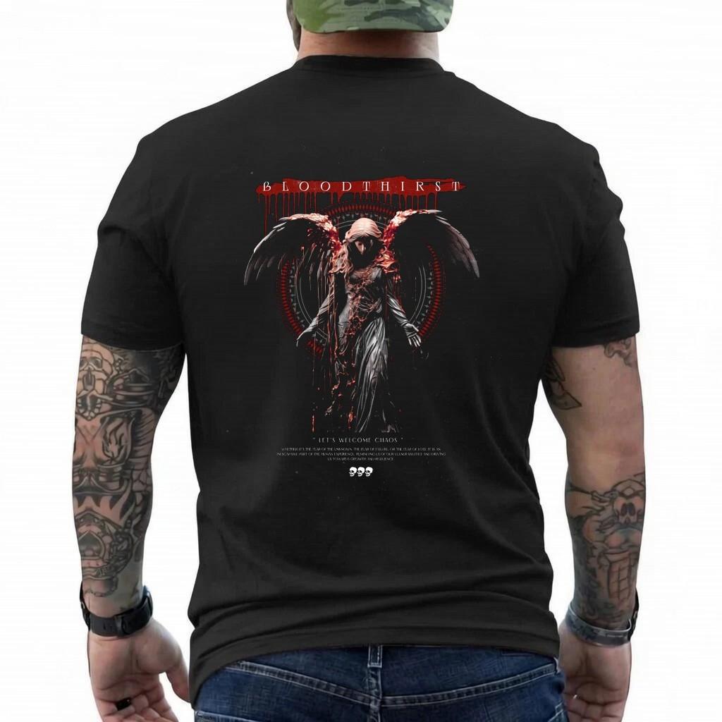 Bloodthirst Dark Angel T-Shirt Gothic Winged Horror Graphic Tee Streetwear S