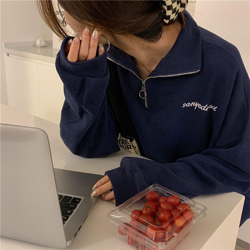 Plus Size Embroidery Hoodie Jacket: Stand Collar, Loose Fit, Mid-Length, Autumn 2025 Edition