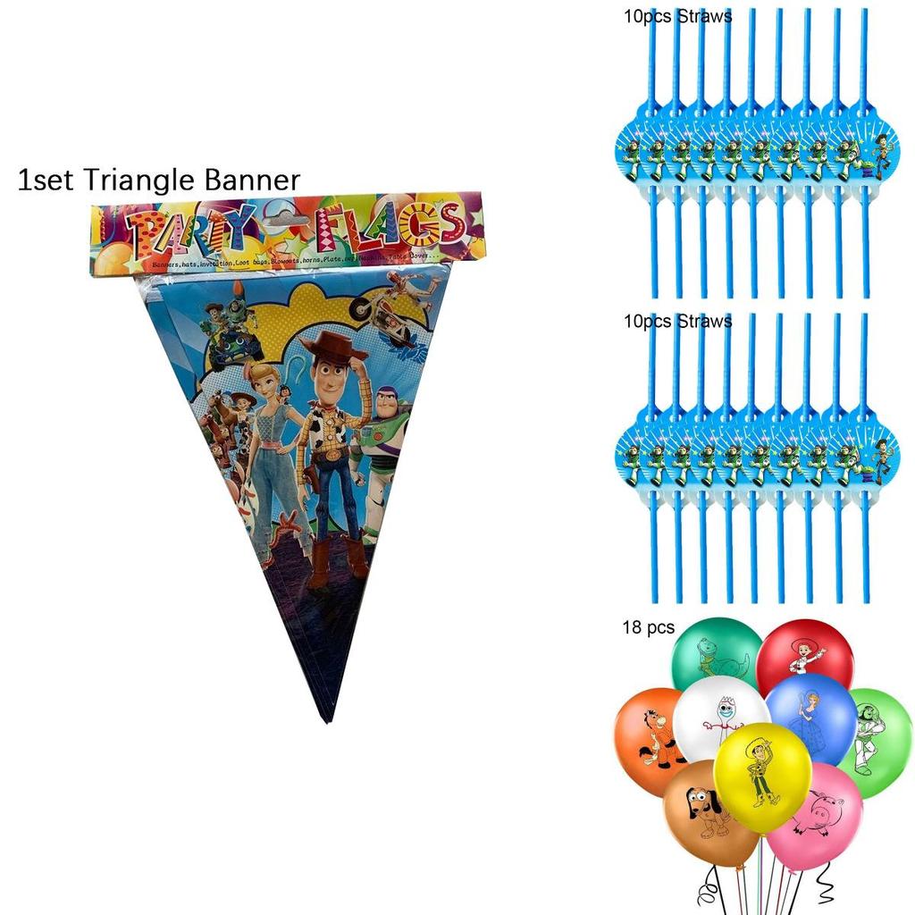 Toy Story Buzz Woody Bo Peep Geburtstagsfeierzubehör mit bunten Tellern, Bechern und Bannern für die ultimative Feier