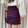 Fashion Women Plaid Printed Skirt Strap Elastic Ladies Slim Short Skirts