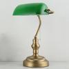 Retro American Green Glass Bedside Lamp, Antique Bronze Desk Lamp for Office or Bedroom Decor