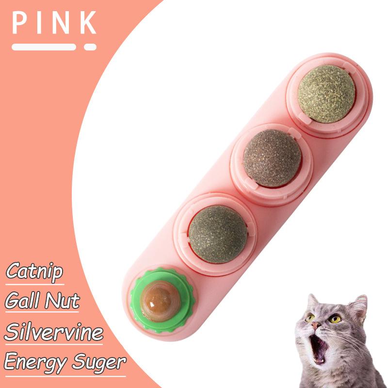 

Natural Catnip Cat Wall Stick-on Ball Toy Scratchers Treats Healthy Natural Removes Balls to Promote Digestion Cat Grass Snack 4 Flavors розовый