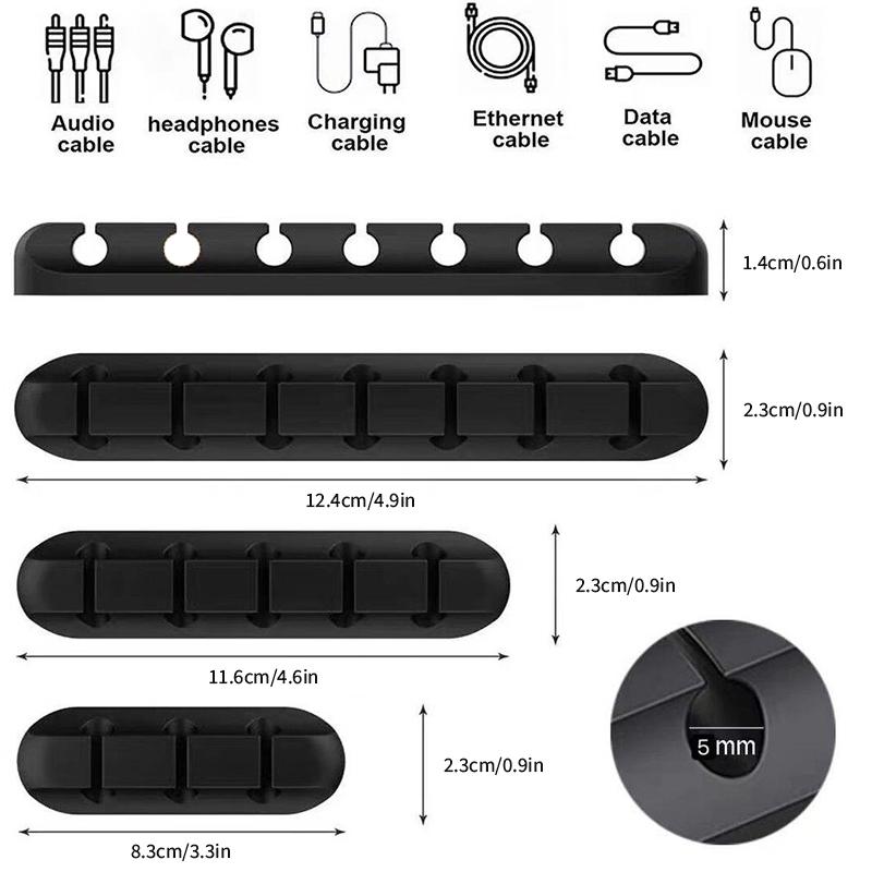 Cable Organizer Silicone Cable Clip Mobile Phone Data Cable Management Cable Winder Desktop Organizer Suitable for Home Office