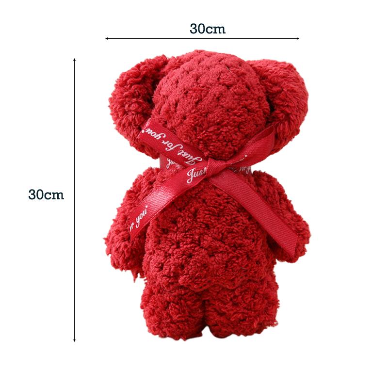 6PCS Cute Bear Towel Soft Coral Velvet Hand Towel Creative Wedding Bridesmaid Gifts Valentine's Day Gifts Party Decoration