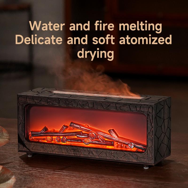 Flame Humidifier Simulated Fireplace At Night Time Remote Control Bass Large Spray Aroma Diffuser Oil Christmas Gifts Humidifier