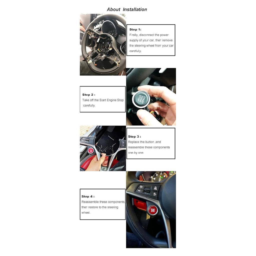 Red ABS Car Engine Start Stop Switch Button Cover Trim Replacement for Alfa Romeo Giulia Stelvio 2017 2018 2019 2020