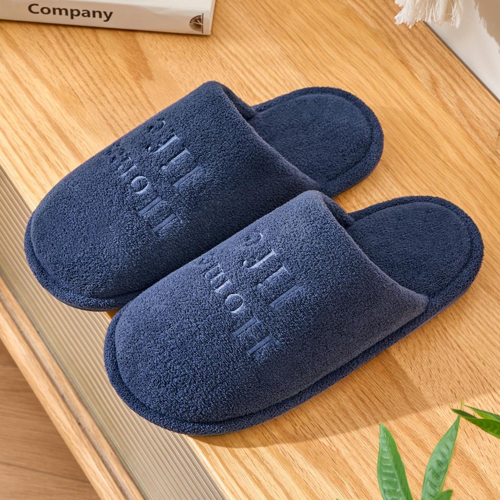 Non-slip Silent Cotton Slippers Autumn and Winter Indoor Home Couple Soft Bottom Comfortable Velvet Warm Four-season Cotton Mop