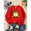 European sizes Youth Crewneck Sweatshirt with Cartoon Lion Face Design, Ideal for Sports And Casual Outfits, Soft And Cozy, Apparel for Kids And Teens