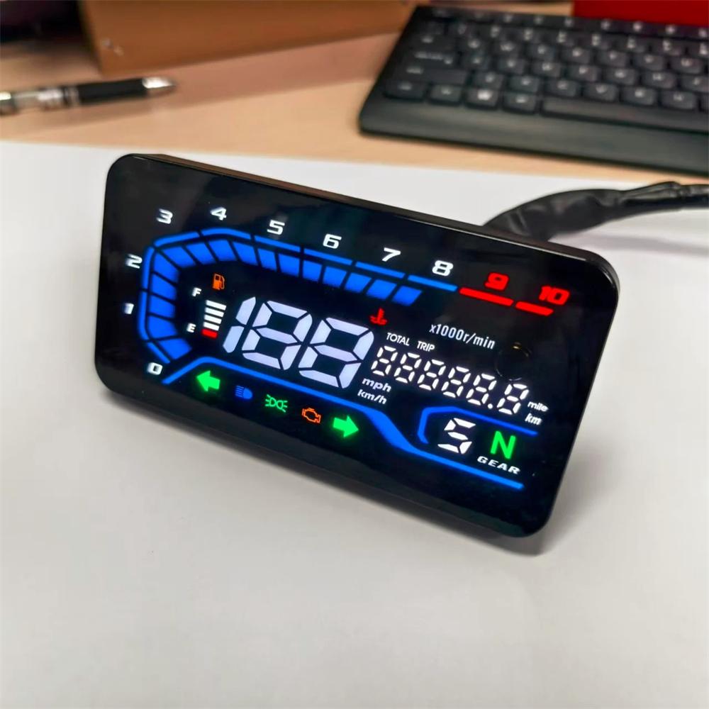 Universal 12V Waterproof Digital LED Motorcycle Speedometer Tachometer RPM Gauge