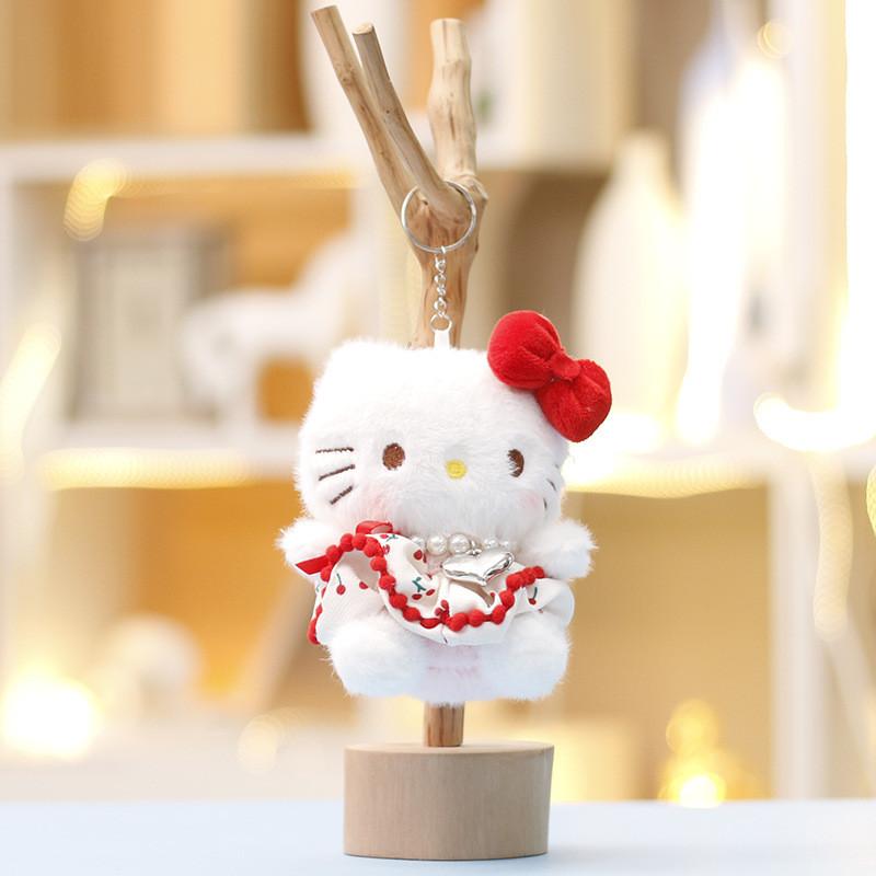 Cute Floral Dress Hello Kitty Plush Doll Plush Toy Pendant Keychain Children Toy For Kids And Collectors