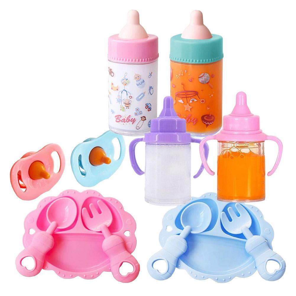 Poppenaccessoires Baby Poppen Voeding Fles Set Baby Verzorging Speelgoed Kinderwagen 2 Stuks Melk En Sap Flessen Met Speelgoed Speen Voor Baby Poppen